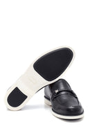 Erkek Syah Deri Delikli Casual Loafer | Derimod