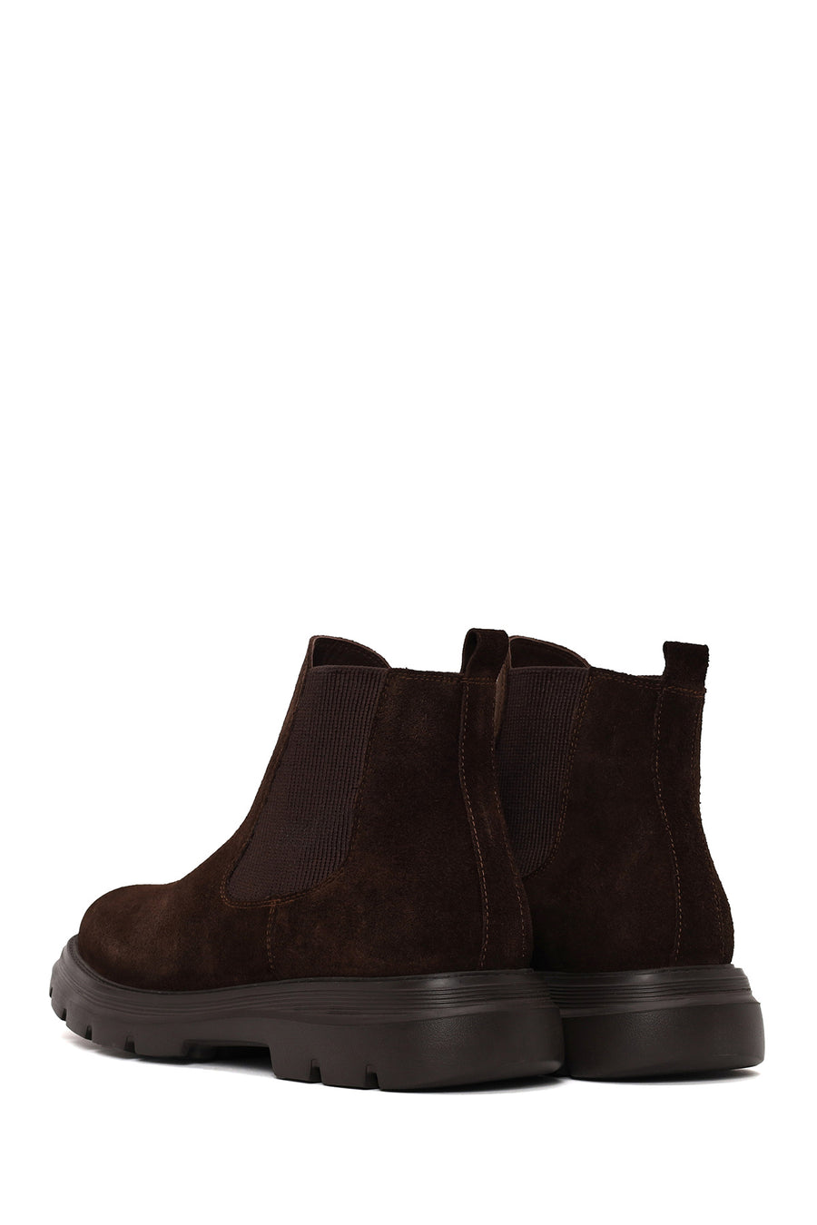 Male Brown Thick-Soled Suede Casual Chelsea Boots