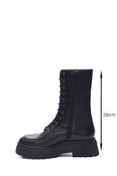 Women's Black Leather Thick Soled Boots | Derimod