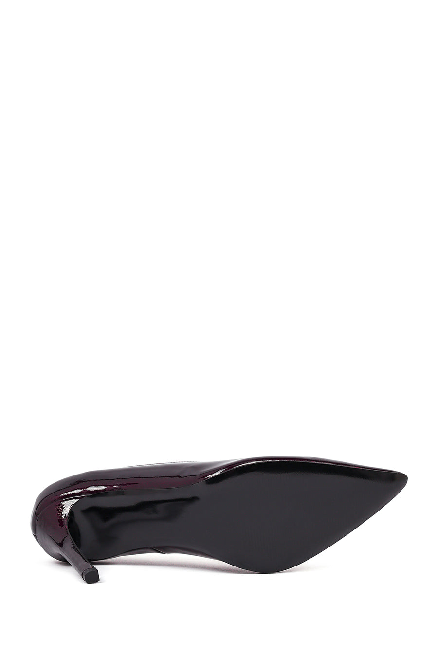 Women's Burgundy Thin Heeled Patent Leather Stiletto