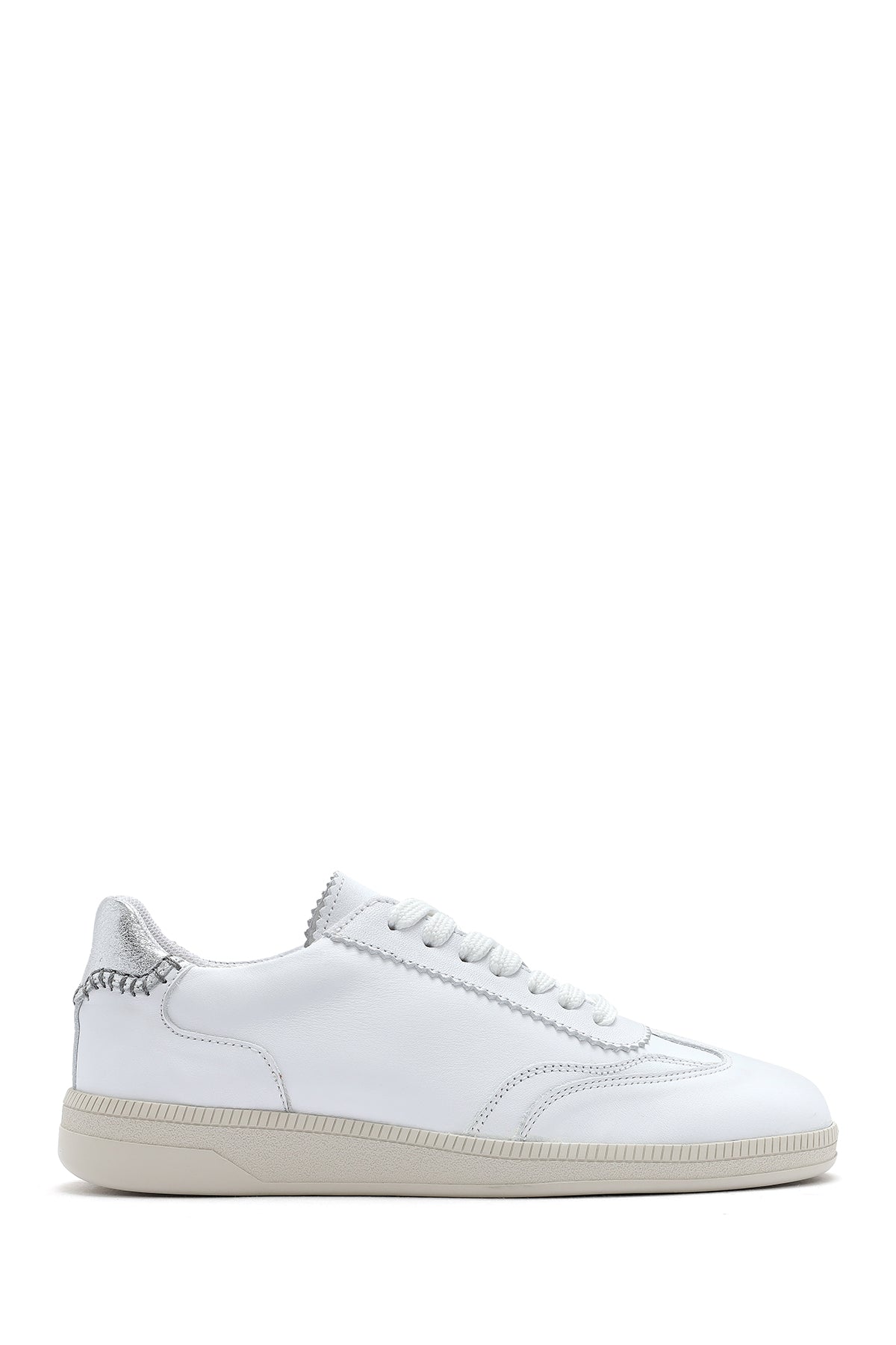 Women's White Lace-Up Leather Sneaker 25SFD420518 | Derimod