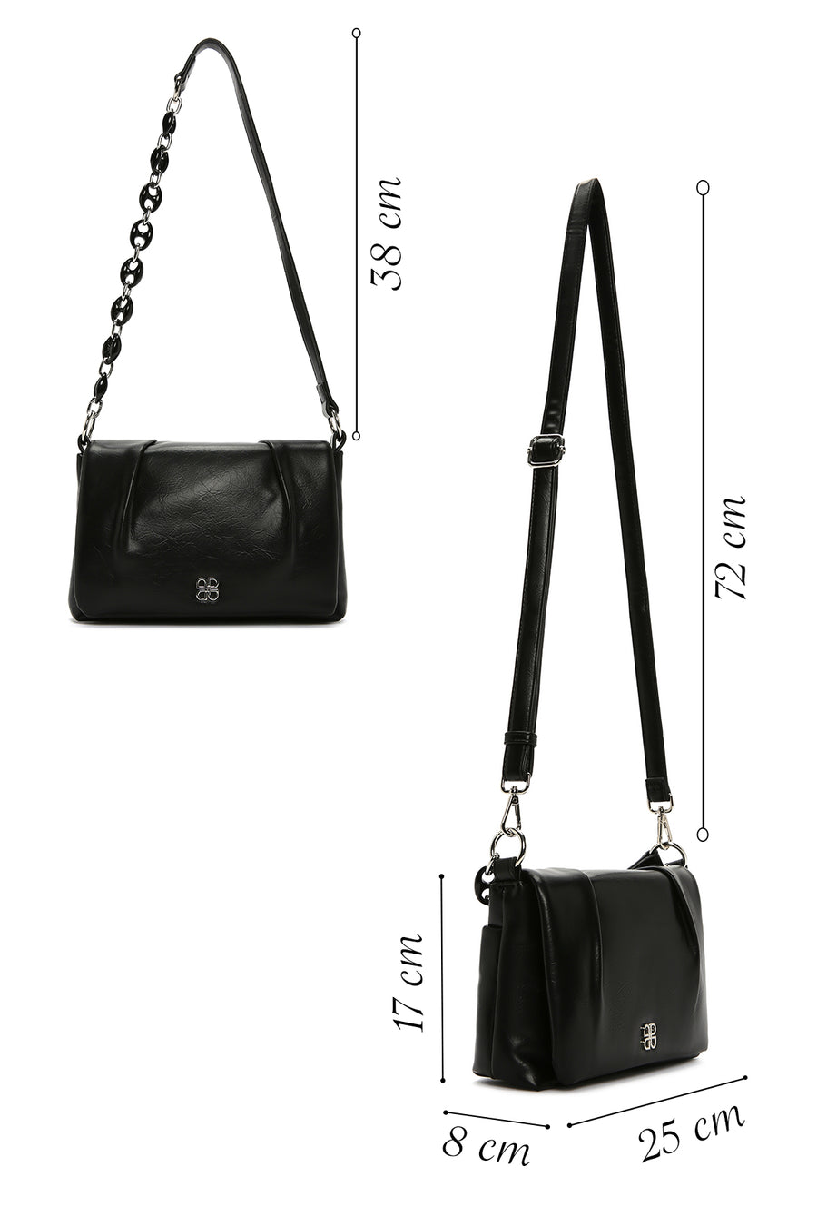 Women's Black Chain Strap Crossbody Bag