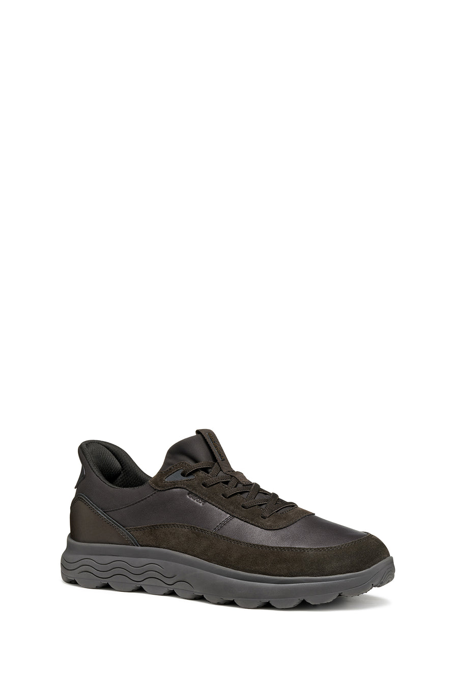 Geox Men Brown U Spherica Plus A - Nappa+Suede Lace-up Suede Sneaker