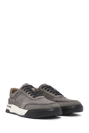Male Gray Lace-up Nubuck Leather Sneaker | Derimod
