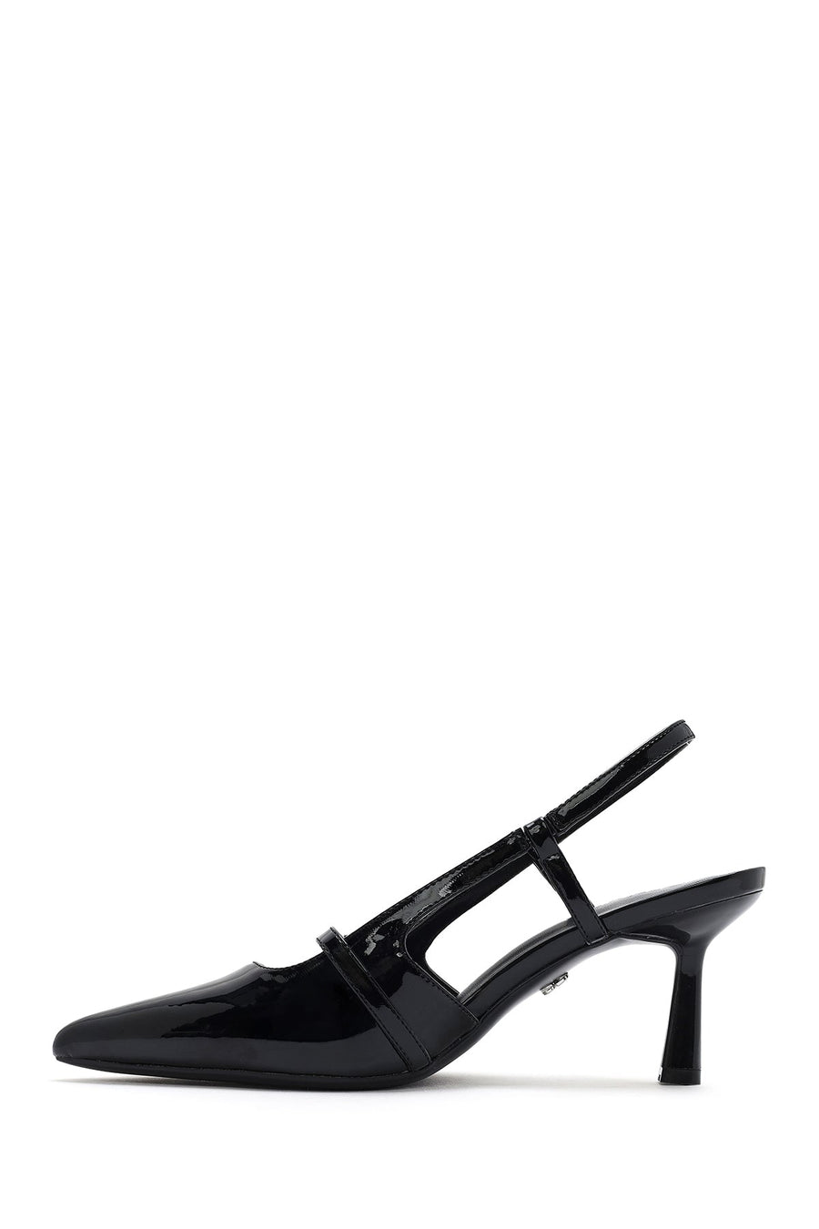 Women's Black Open Back Thin Heeled Shoes