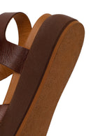 Woman Brown Buckled Thick-Soled Leather Sandal | Derimod