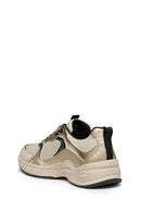 Geox Women Beige D Zarvıa A - Mesh+Pearl.Gbk Lace-Up Thick Sole Leather Sneaker | Derimod
