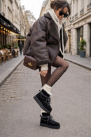Woman Black Lace-Up Thick-Soled Suede Teddy Boots | Derimod