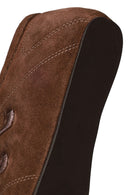 Woman Brown Double-Strap Suede Leather Ballet Flat | Derimod