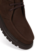 Male Brown Lace-Up Thick-Soled Nubuck Leather Boots | Derimod