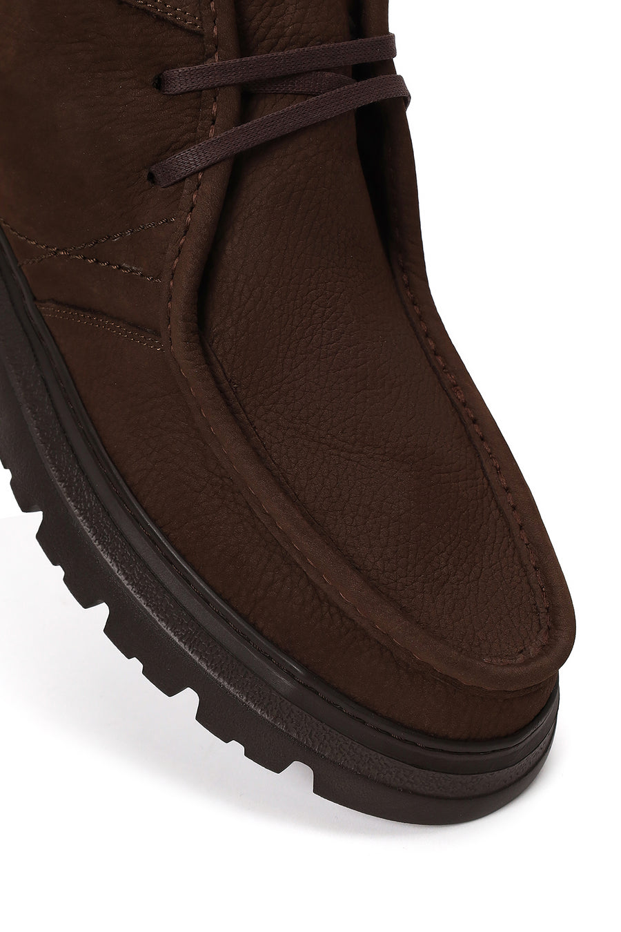 Male Brown Lace-Up Thick-Soled Nubuck Leather Boots