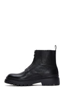 Men's Black Leather Casual Zipper Boots | Derimod
