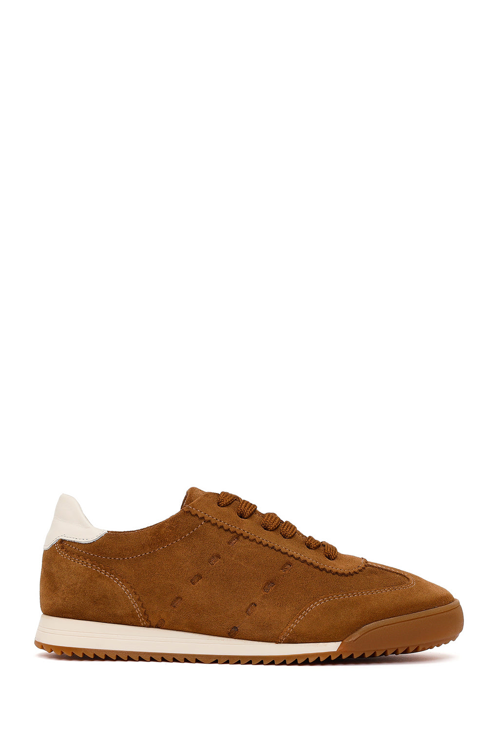 Kadın Taba Bağcıklı Süet Deri Sneaker