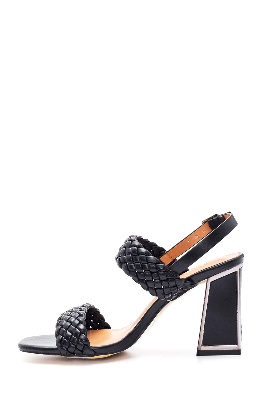 Women's Black Thick Heeled Sandals
