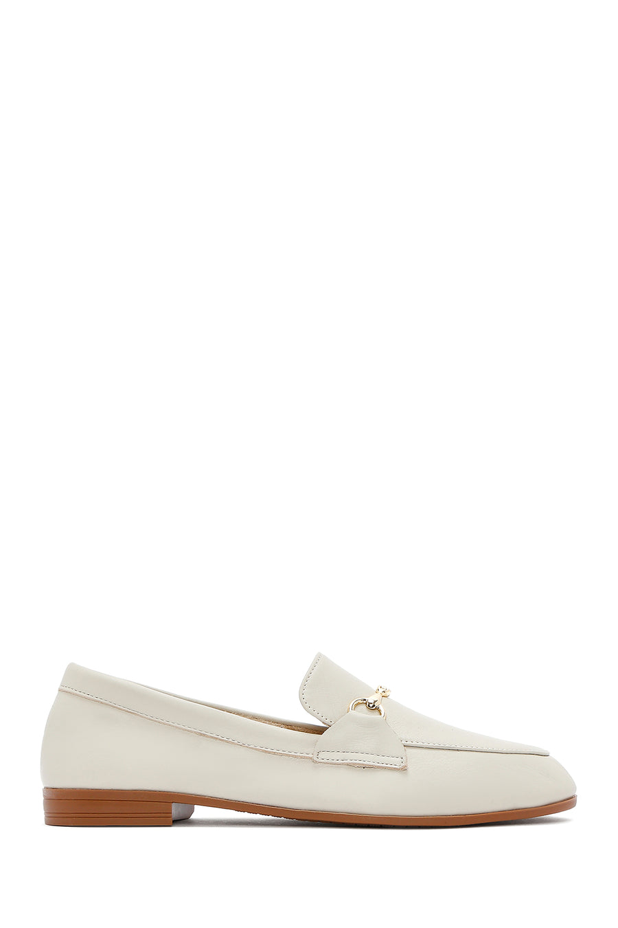 Kadın Krem Deri Maskülen Loafer 25SFD350618 | Derimod