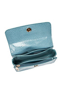 Women's Blue Printed Long Strap Crossbody Bag | Derimod