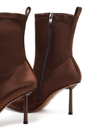 Woman Brown Zip Closure Thin-heeled Stretch Boots | Derimod