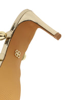 Woman Gold High Thin-Heeled Slipper | Derimod