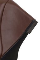 Woman Brown Zip Closure Wedge-Heel Boots | Derimod