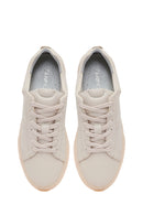 Kadın Krem Bağcıklı Deri Sneaker | Derimod