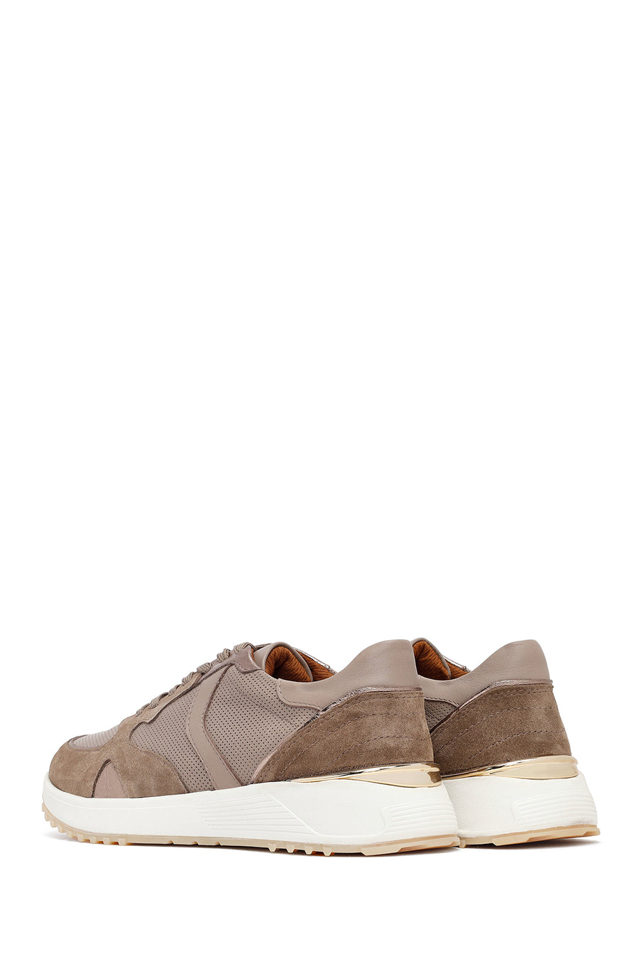 Woman Mink Laced Thick Sole Leather Sneakers