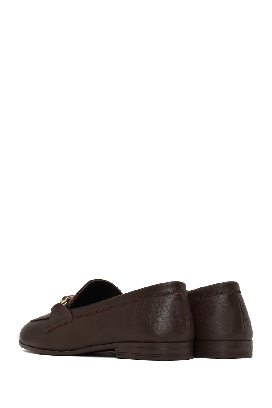 Woman Brown Buckle-Detail Leather Masculine Loafer