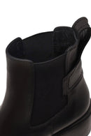 Woman Black Chunky-Heeled Leather Chelsea Boots | Derimod