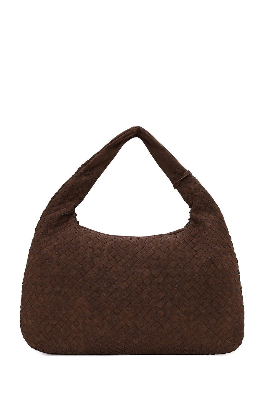 Woman Brown Braided Suede Shoulder Bag