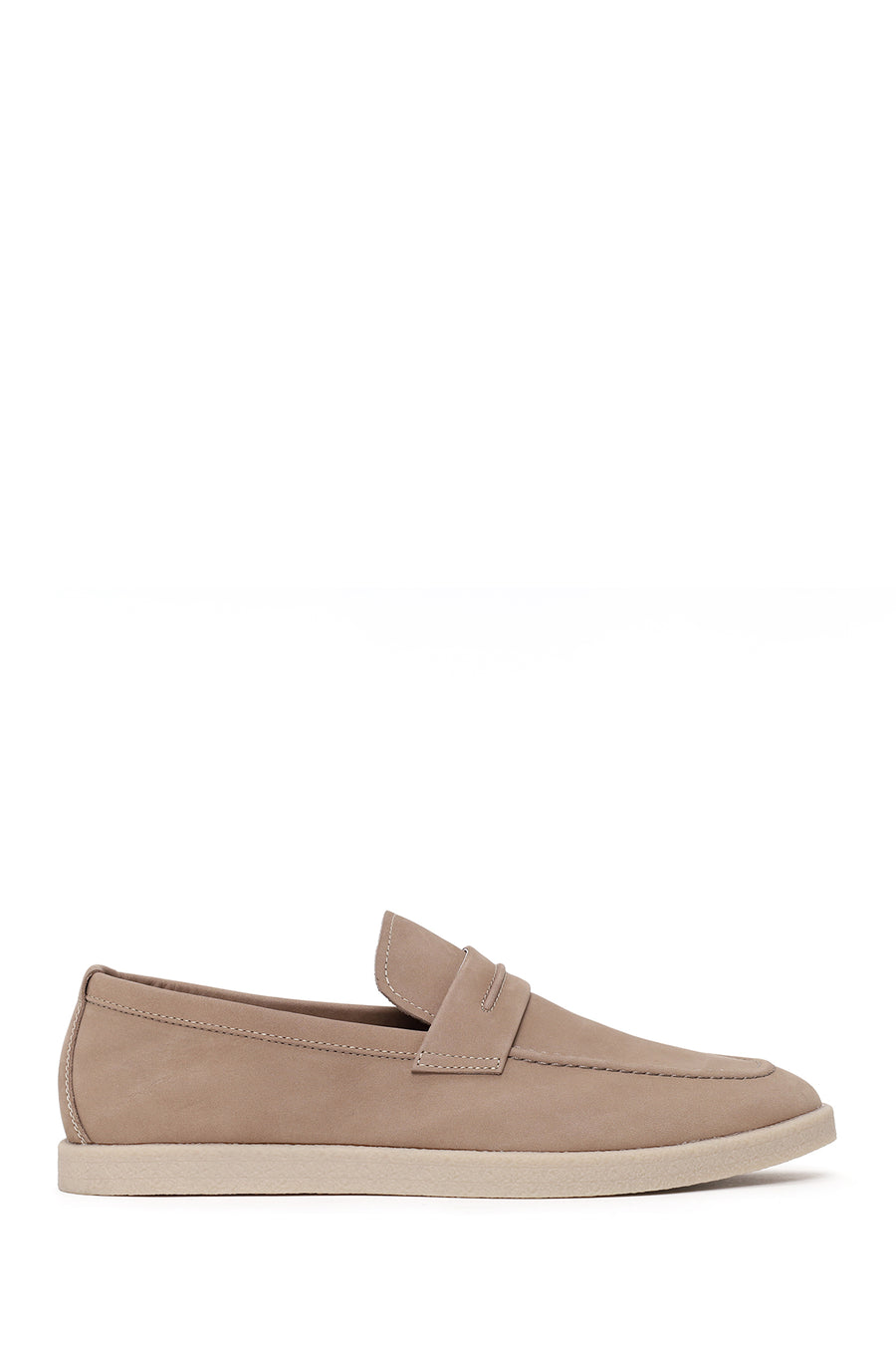 Erkek Bej Nubuk Deri Loafer 26SFD6972V3 | Derimod