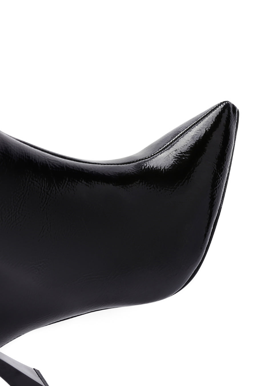 Women's Black Zippered Thin Heel Patent Leather Boots