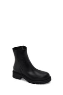 Woman Black Zip Closure Thick-Soled Leather Casual Boots | Derimod