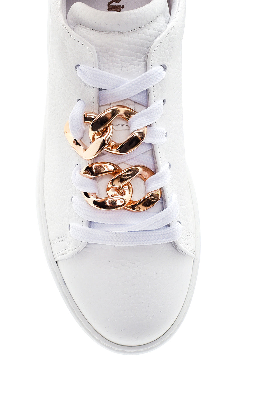 Women's White Leather Chain Sneaker