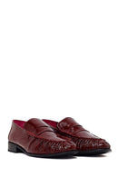 Woman Burgundy Leather Masculine Loafer | Derimod