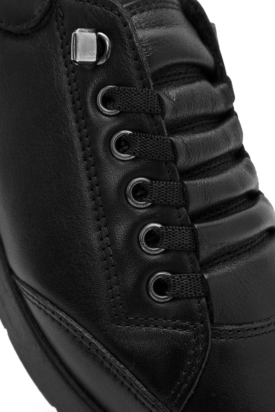 Women's Black Leather Comfort Shoes