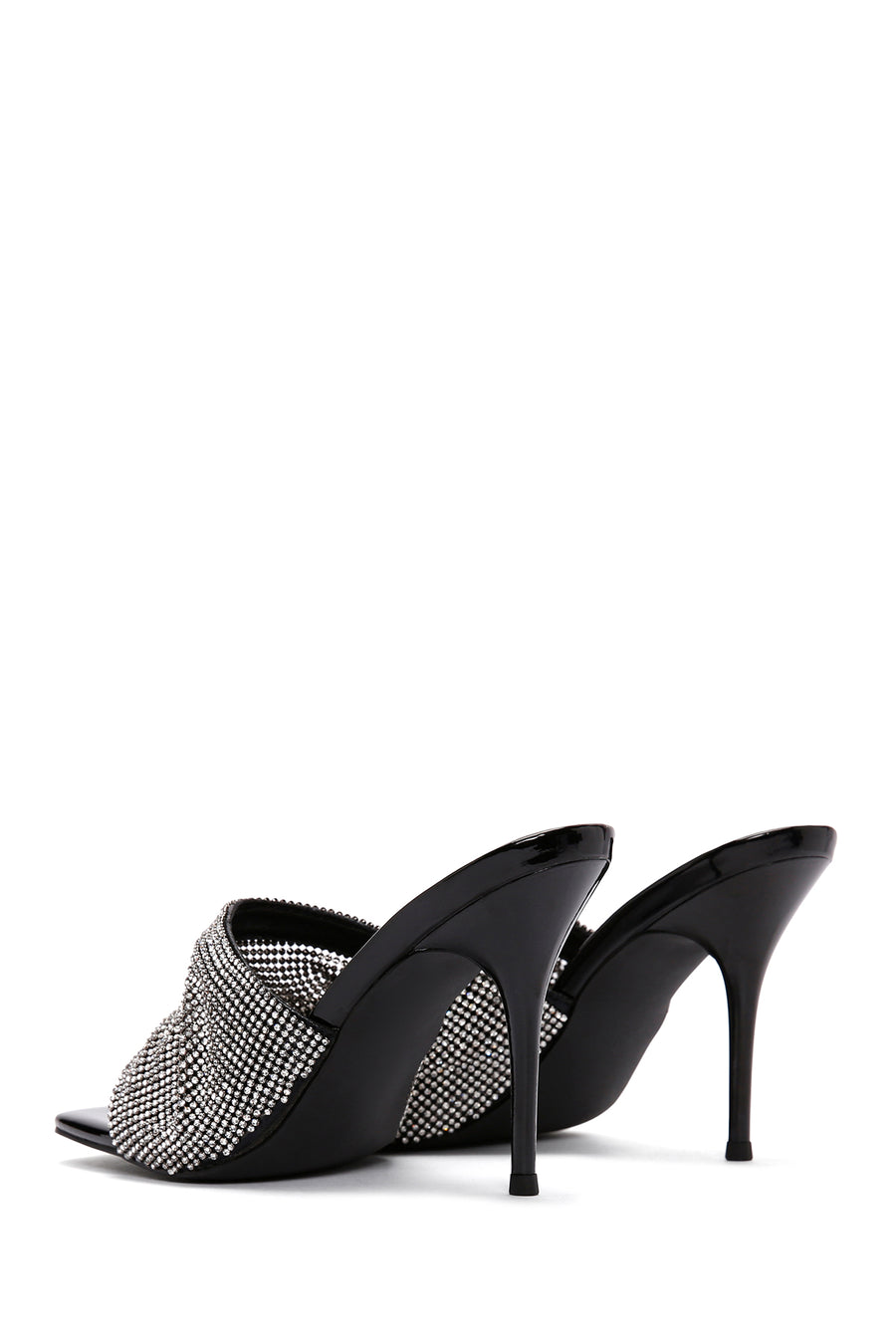 Women's Black Stone Thin Heeled Slippers