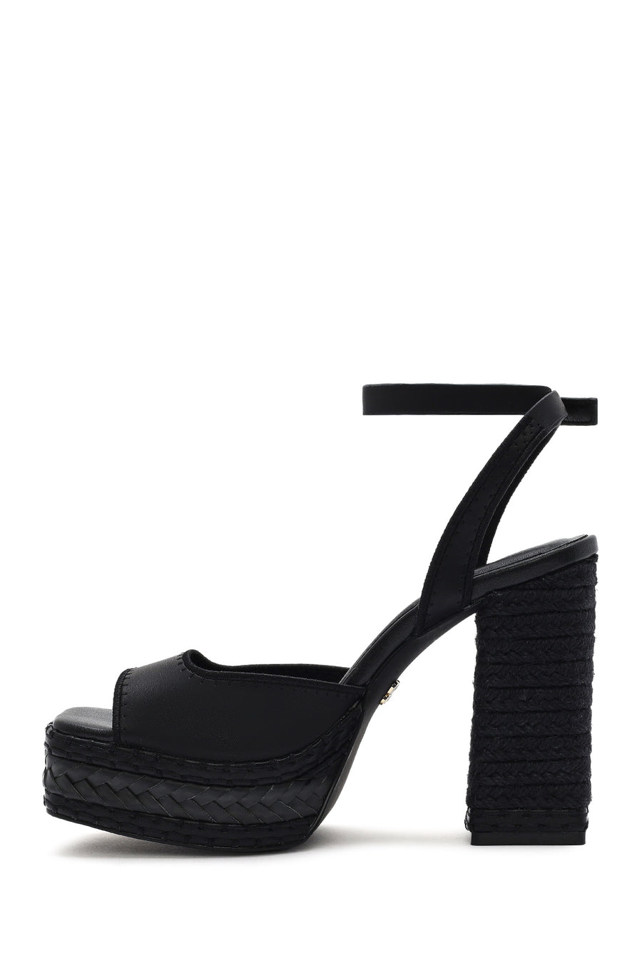 Women's Black Ankle Buckle Platform High Thick Heel Sandals