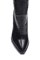 Women's Leather Crocodile Heeled Boots | Derimod