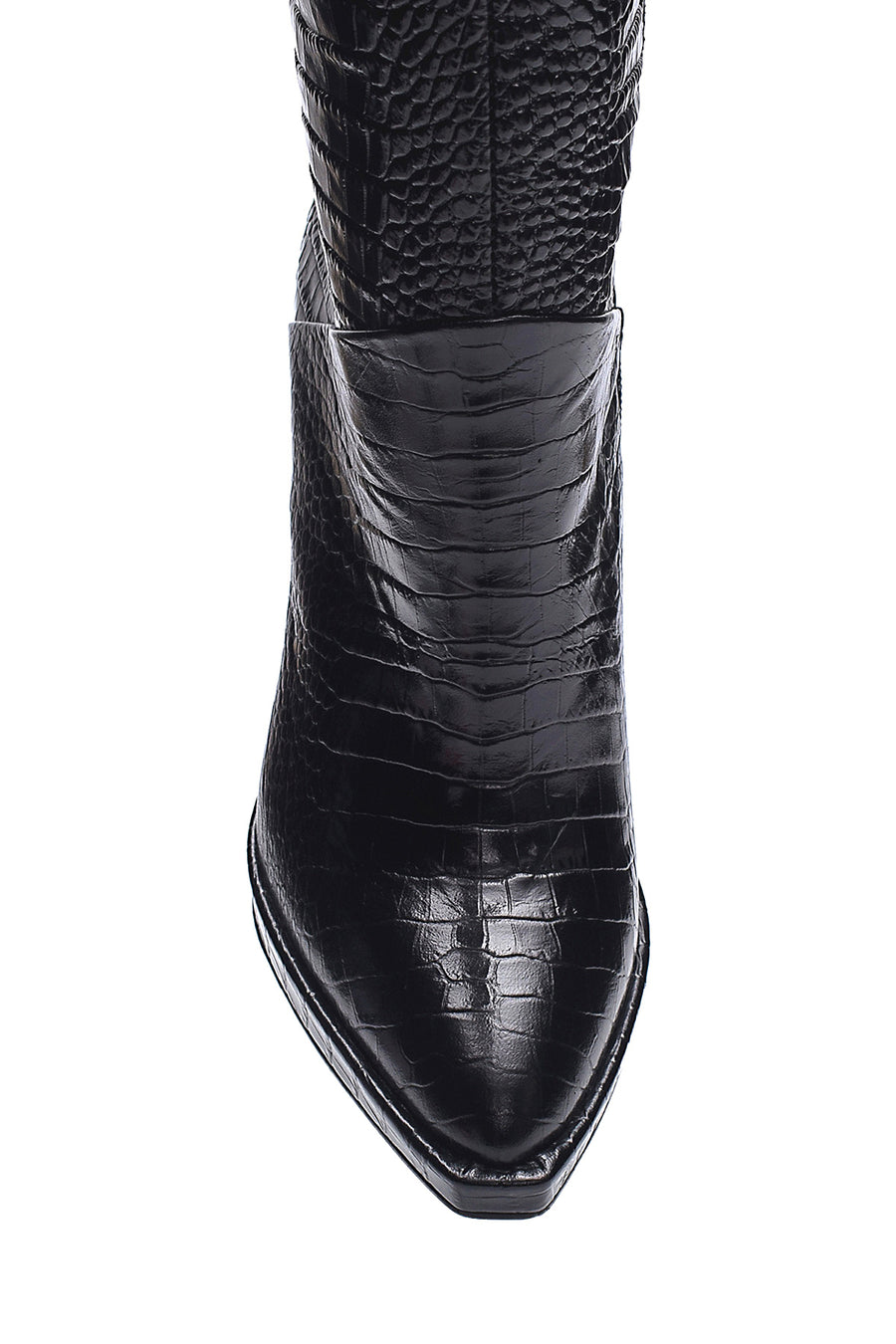 Women's Leather Crocodile Heeled Boots