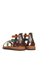 Woman Multicolor Leather Bodrum Sandal | Derimod