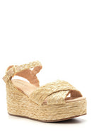 Women's Wedge Heeled Straw Sandals | Derimod
