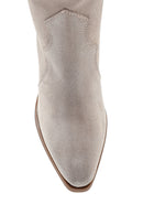 Women's Suede Embroidery Detailed Heeled Boots | Derimod