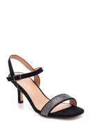 Women's Black Stone Heeled Sandals | Derimod