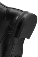Woman Black Zip Closure Leather Combat Boots | Derimod
