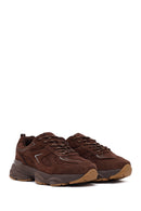 Woman Brown Lace-Up Thick-Soled Suede Leather Sneaker | Derimod