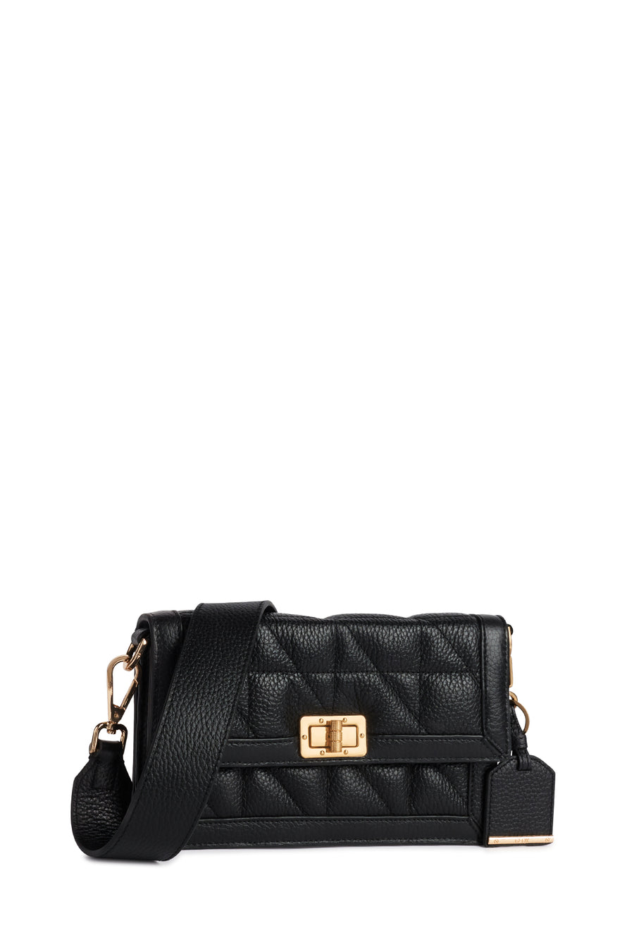 Geox Women's Black Veriana Long Strap Quilted Leather Crossbody Bag