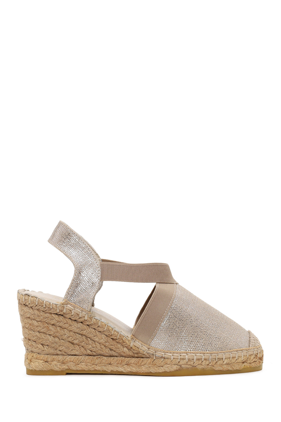 Woman Beige Shiny Wedge-heeled Espadrilles 26SFD20676F | Derimod