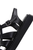 Women's Black Ankle Strap Leather Comfort Sandals | Derimod