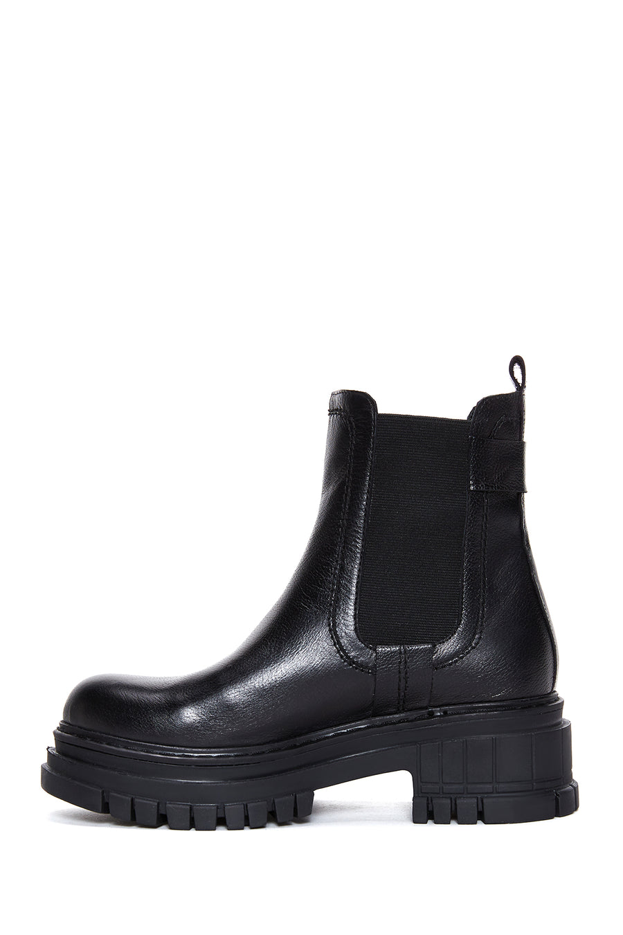Women's Black Leather Thick Soled Chelsea Boots