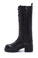 Women's Black Zippered Lace Up Boots | Derimod