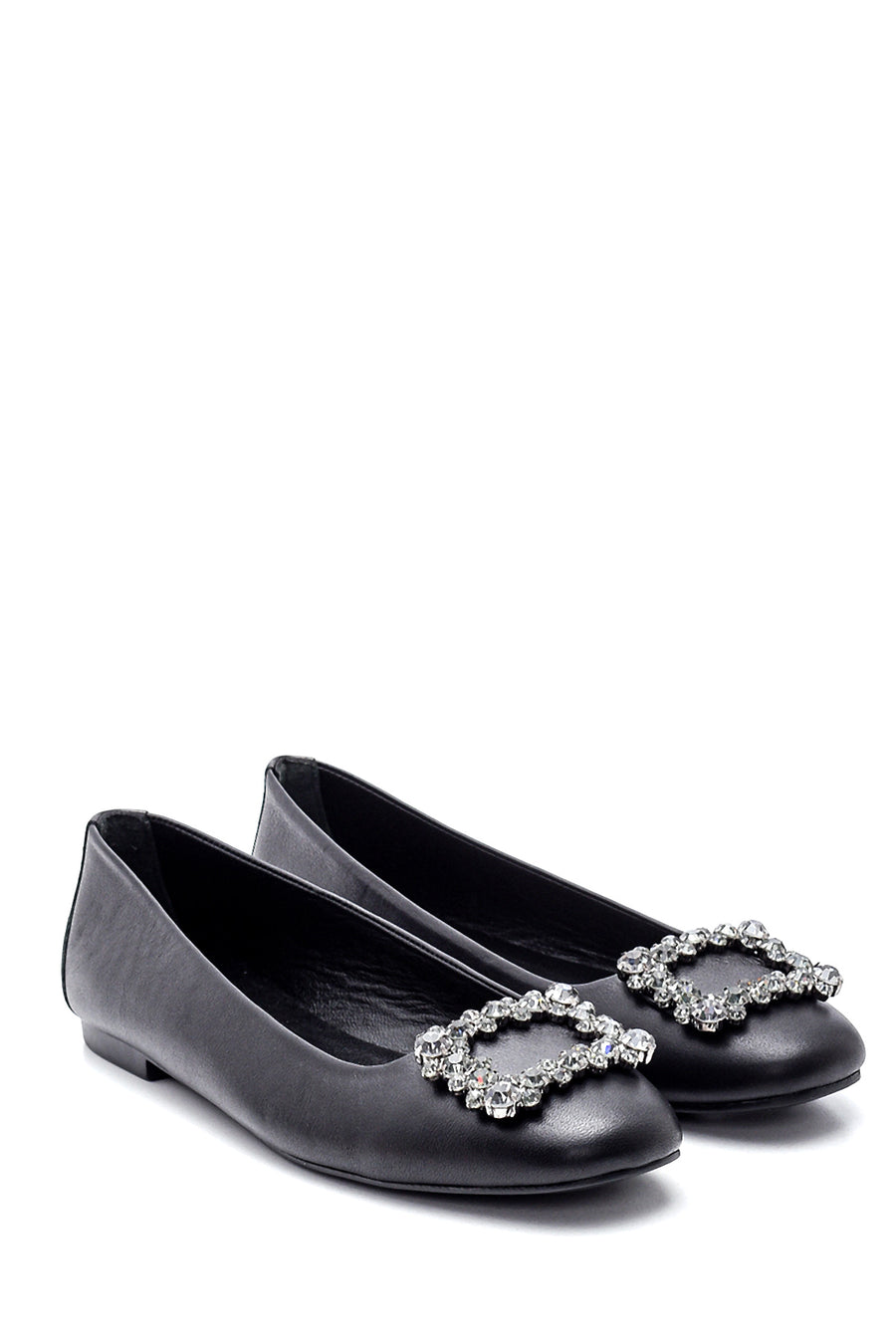 Women's Leather Stone Ballerinas